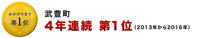 武豊町　２０１３年から２０１６年　４年連続第１位